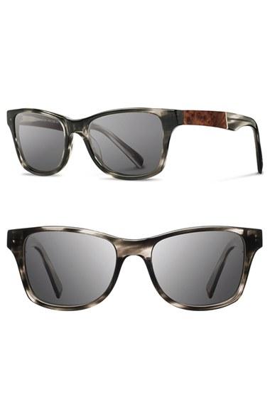 Men's Shwood 'canby' 54mm Acetate & Wood Sunglasses - Pearl Grey/ Elm Burl/ Grey