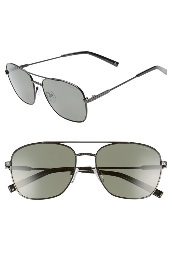 Men's Polaroid 58mm Polarized Navigator Sunglasses - Black