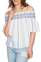Women's 1.state Smocked Off The Shoulder Top, Size - Ivory