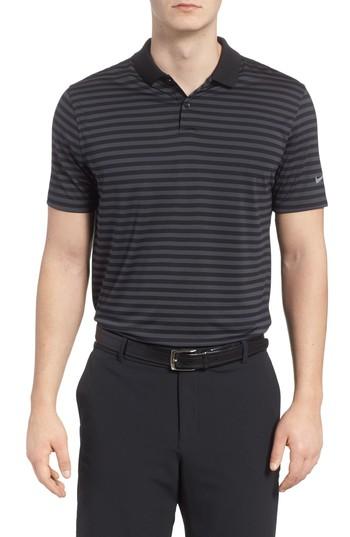 Men's Nike Dry Victory Stripe Golf Polo - Black