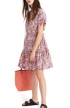 Women's Madewell Oasis Palms Button Front Tiered Dress - Pink