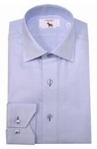 Men's Lorenzo Uomo Trim Fit Houndstooth Dress Shirt .5 - 34 - Blue