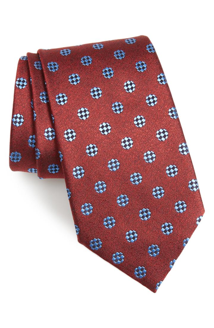 Men's Ermenegildo Zegna Geometric Dot Silk Tie, Size - Red