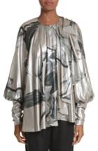 Women's Rubin Singer Iris Satin Silk Blend Drape Top - Metallic