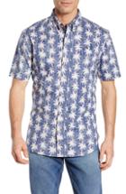 Men's Reyn Spooner My Maui Palm Tailored Fit Sport Shirt, Size - Blue