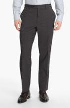 Men's Canali Flat Front Wool Trousers R - Grey