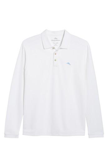 Men's Tommy Bahama Emfielder Long Sleeve Polo, Size - White