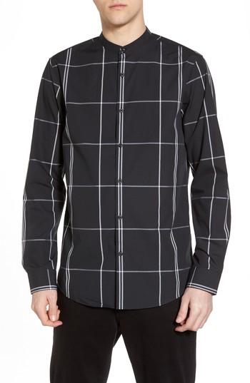 Men's Calibrate Trim Fit Windowpane Sport Shirt - Black