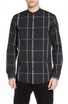 Men's Calibrate Trim Fit Windowpane Sport Shirt - Black