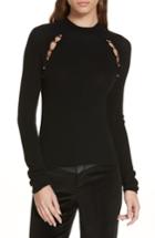 Women's Alice + Olivia Button Cutout Wool Sweater - Black