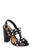 Women's Schutz Zarita Imitation Pearl Embellished Sandal M - Black