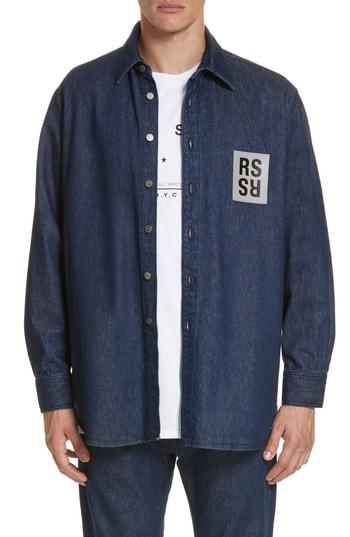 Men's Raf Simons Carry Over Denim Shirt - Blue