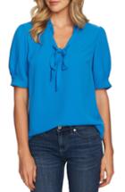 Women's Cece Tie Neck Puff Sleeve Blouse - Blue