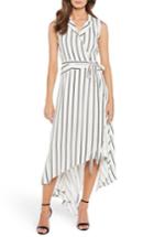 Women's Bardot Salina Stripe Asymmetric Wrap Dress - White