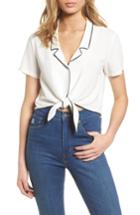 Women's Tie Front Button-up Shirt - White