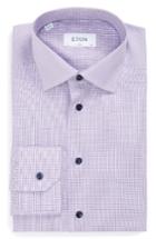 Men's Eton Slim Fit Plaid Dress Shirt - Purple