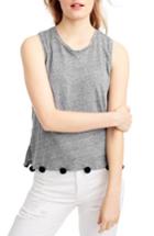 Women's J.crew Pompom Linen Tank Top - Grey