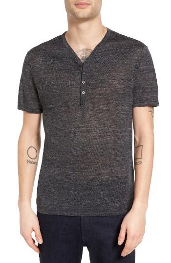 Men's John Varvatos Star Usa Space Dye Linen Henley Sweater - Grey