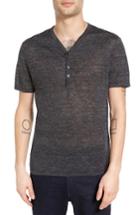 Men's John Varvatos Star Usa Space Dye Linen Henley Sweater - Grey