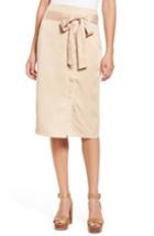 Women's Moon River Tie Waist Pencil Skirt - Beige