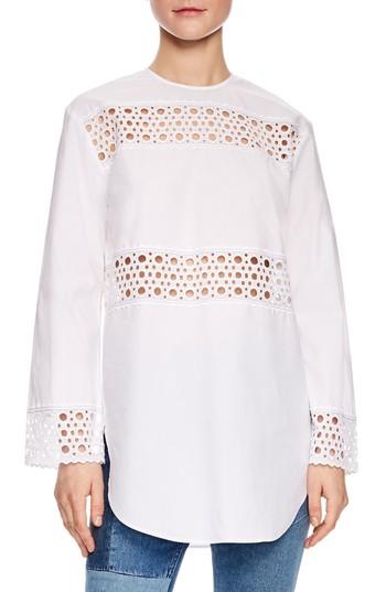 Women's Sandro Lace Inset Tunic Top - White