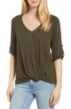 Women's Gibson Tab Sleeve Knot Waist Top - Green