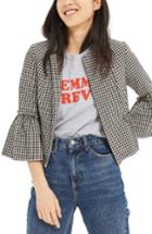 Women's Topshop Crop Gingham Jacket Us (fits Like 10-12) - Black