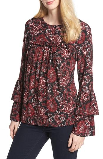 Women's Michael Kors Tier Sleeve Blouse - Black