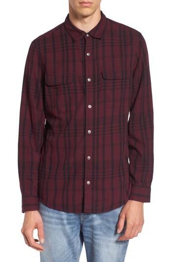 Men's Treasure & Bond Hooper Plaid Sport Shirt, Size - Burgundy