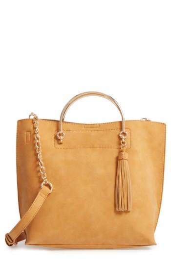 Bp. Metal Handle Faux Leather Satchel - Yellow