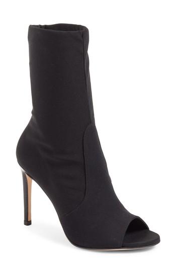 Women's Stuart Weitzman Hugger Peep Toe Bootie M - Black