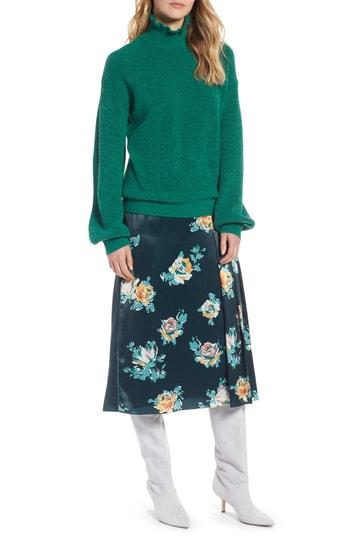 Women's Halogen Ruffle Neck Sweater - Green