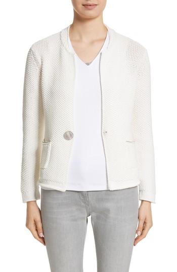 Women's Fabiana Filippi Popcorn Stitch Cotton Blend Cardigan Us / 38 It - Ivory