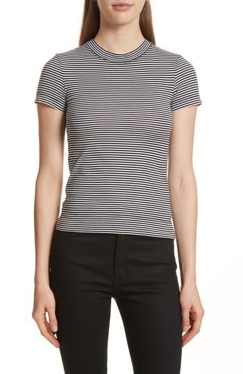 Women's Theory Apex Stripe Crop Tee - Black