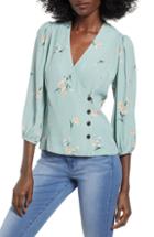 Women's Astr The Label Button Wrap Top - Green