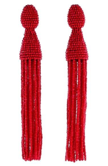 Women's Oscar De La Renta Long Beaded Tassel Drop Earrings
