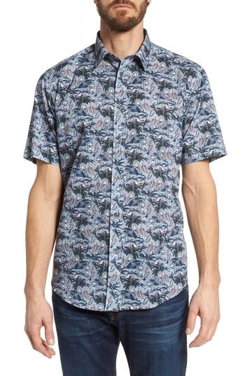 Men's Coastaoro Los Palmas Regular Fit Print Short Sleeve Sport Shirt - Blue