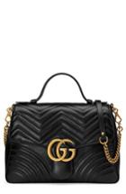 Gucci Medium Gg Marmont 2.0 Matelasse Leather Top Handle Bag - Black