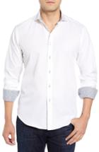 Men's Bugatchi Shaped Fit Print & Solid Sport Shirt - White