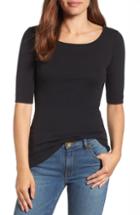 Petite Women's Caslon Ballet Neck Cotton & Modal Knit Elbow Sleeve Tee P - Orange