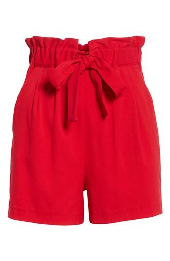 Women's Maje Iona Paperbag Shorts - Red