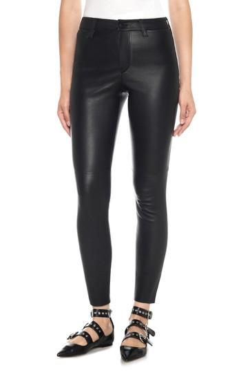 Women's Joe's Charlie High Waist Ankle Skinny Leather Jeans - Black