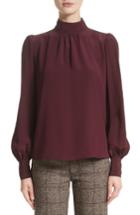 Women's Marc Jacobs Bishop Sleeve Silk Crepe De Chine Blouse - Burgundy