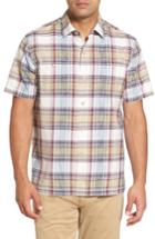 Men's Tommy Bahama Lazlo Plaid Standard Fit Silk & Cotton Camp Shirt - White