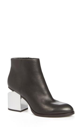 Women's Alexander Wang 'gabi' Silver Heel Bootie .5us / 37.5eu - Black