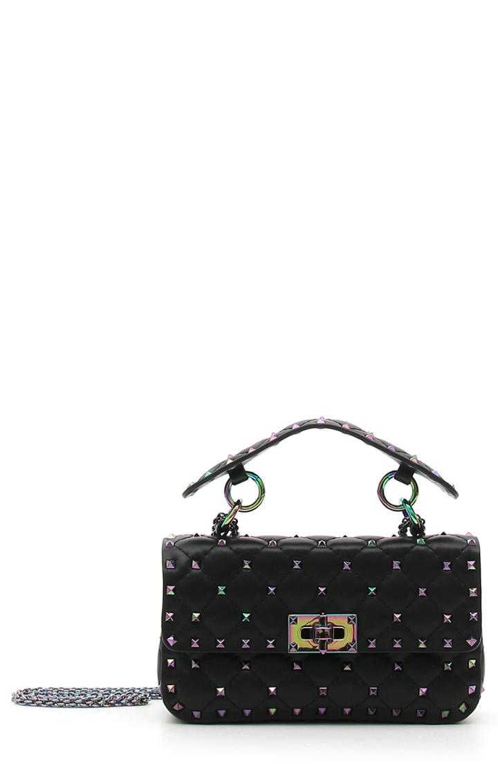 Valentino Garavani Small Oil Slick Rockstud Spike Lambskin Shoulder Bag -