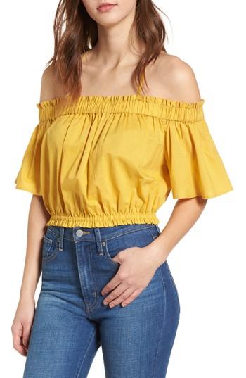 Women's Bp. Strappy Cold Shoulder Crop Top - Yellow