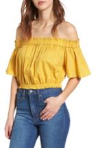 Women's Bp. Strappy Cold Shoulder Crop Top - Yellow