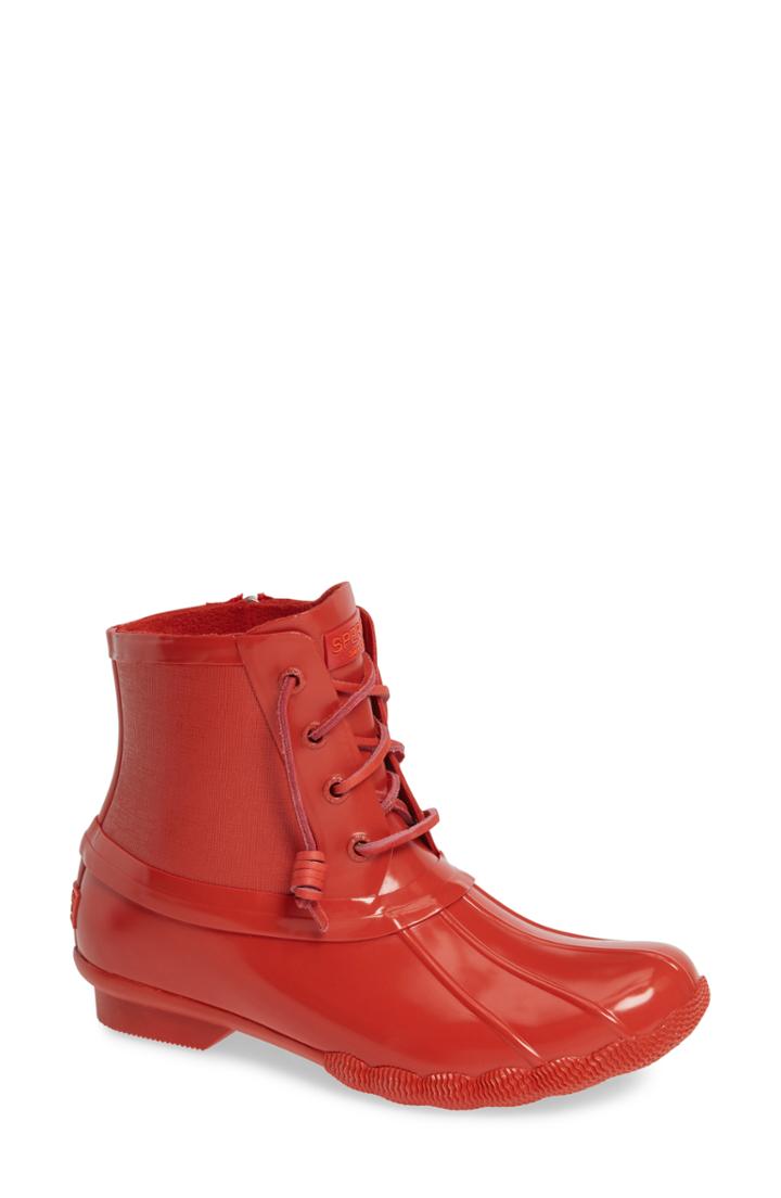 Women's Sperry Flooded Rubber Saltwater Bootie .5 M - Red