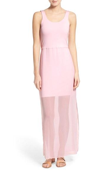 Petite Women's Vince Camuto Chiffon Overlay Tank Dress, Size P - Purple